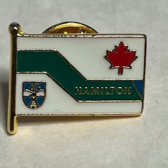 VTG Hamilton Ontario Canada Pre-Amalgamation Flag Collectible EnamelPin Pinback - Picture 3 of 9